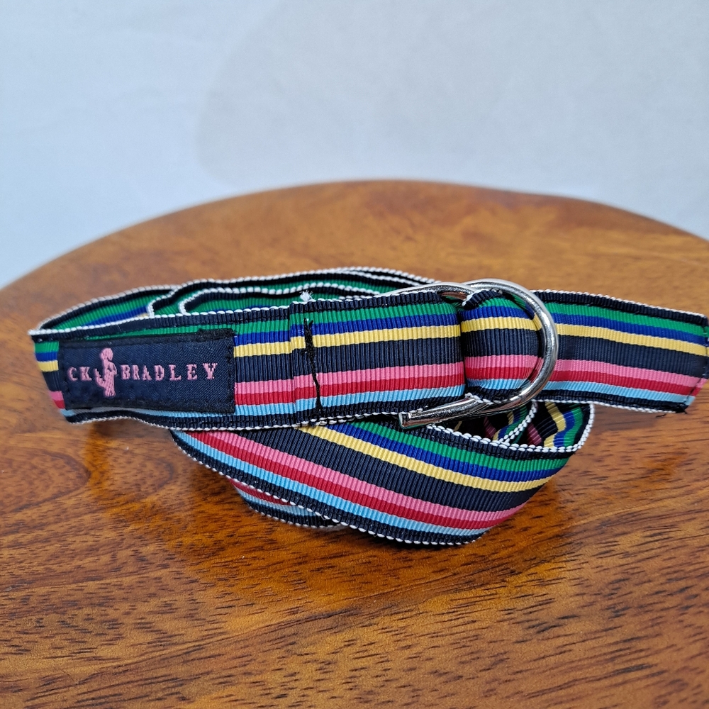 CK Bradley Rainbow Ribbon Fabric Double D Ring Belt